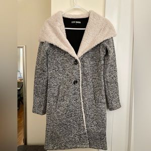 Steve Madden Faux Fur Light Heather Grey Long Coat